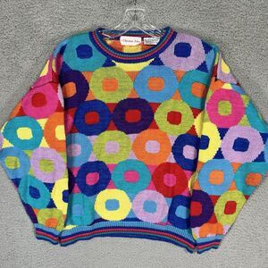 Vibrant Crew Neck Sweater with Geometric Pattern